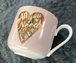 All you Need is Love Coffee Mug by Let&#39;s Dine pink gold metallic heart - £7.43 GBP