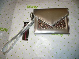 No Boundaries Ladies Envelope Wristlet Wallet Jordyn Silver W Glitter NEW - £8.44 GBP