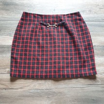 Hillard Hanson Women Wool Blend Plaid Skirt Black Sz16 Vintage Checkered Zip - £14.65 GBP