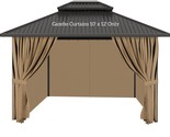 10&#39; X 12&#39; Gazebo Privacy Curtains With Zipper 4-Panels Side Wall Replace... - £132.17 GBP