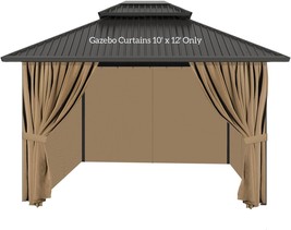 10&#39; X 12&#39; Gazebo Privacy Curtains With Zipper 4-Panels Side Wall Replacement For - £132.32 GBP