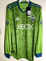 Adidas Authentic MLS Long Sleeve Jersey Seattle Sounders Team Green 2018 sz M - £20.12 GBP