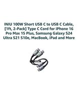 INIU Short USB C to USB C Cable 1ft 2-Pack 100W Type C Cord for iPhone 1... - $23.46 CAD