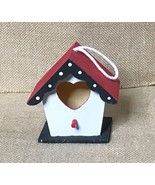 Miniature Handmade Birdhouse Decoration Whimsical Heart Opening Polka Do... - £3.97 GBP