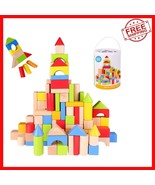 Interactive Wooden Building Blocks with Storage for 1-3  Olds - Safe &amp; Fun - $72.99 CAD