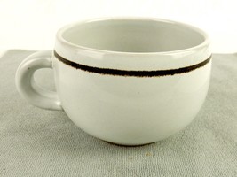 Ceramic Coffee Cup, 8 Oz, Bowl Shaped, Vintage, Finger Loop, Brown Accen... - $12.69