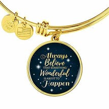 Express Your Love Gifts Always Believe Circle Pendant Bangle Engraved 18k Gold 1 - $55.39