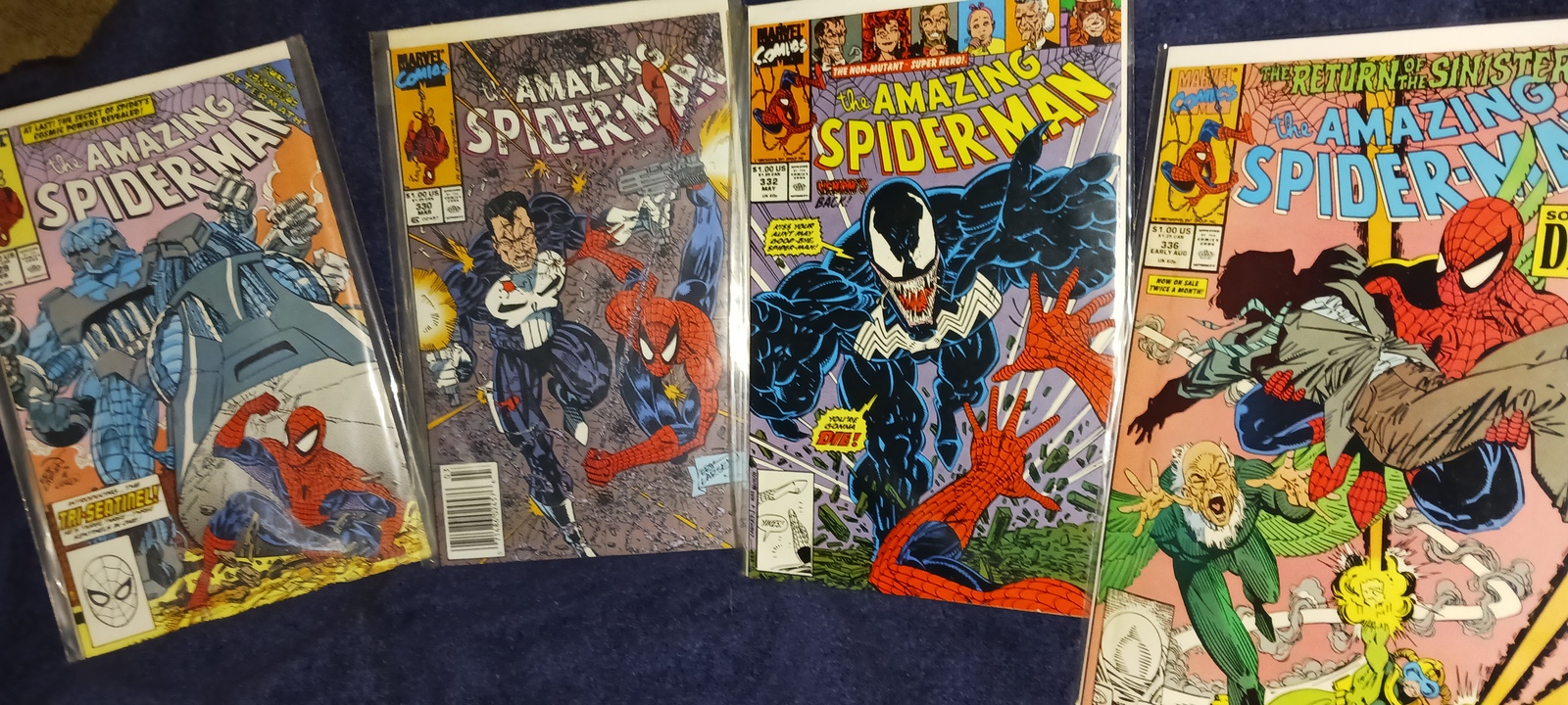 4) 1990 AMAZING SPIDER-MAN CLASSICS 329,330,332 336, SPIDER-MAN-VENOM, f... - $24.99