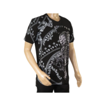 Mens PLATINI Sports Shirt With Rhine Stones Lion Chain STT8022 Black Lion image 3