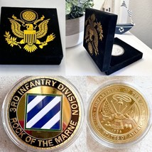 Us Army 3rd Infantry Div &quot;Rock Of The Marne&quot; Challenge Coin With Velvet Case - £18.41 GBP