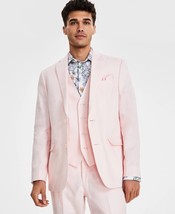 Bar III Sport Coat Men&#39;s 38R Solid Pink Slim-Fit 100% Linen Fully Lined - $52.99