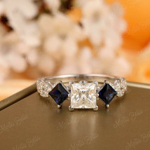 14K White Gold Finish 2.60Ct Princess Cut VVS1 Diamond Solitaire Engagement Ring - £74.76 GBP