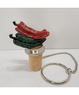 WINE BEVERAGE BOTTLE CORK STOPPER GREEN RED CHILI PEPPERS GIFT - $10.93