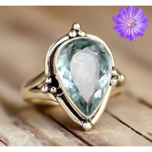 Green Amethyst Gemstone 925 Sterling Silver Ring Handmade Jewelry All Size - £7.34 GBP