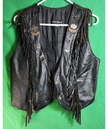Ladies Biker Style Black Leather Snap Close Vest Made by STEER BRAND XL HOG - $637.20 MXN