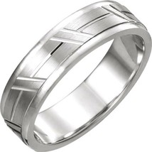 18k White Gold 6 MM Grooved Wedding Band - £1,134.23 GBP+
