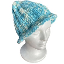 Woman&#39;s Hand knitted blue * white cap / hat / toque - Handmade - $34.64