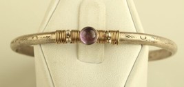 Vintage sterling silver and gold filled native etched amethyst cuff bangle - $84.15