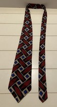 Burgandy Blue and Tan Black Geometric Abstract Necktie South Brooke - £6.49 GBP