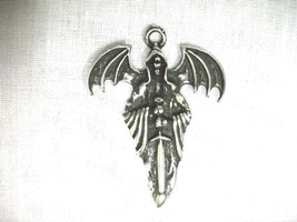 Dark Angel Of Death Archangel Gothic Pewter Pendant Adj Cord Necklace - £7.90 GBP
