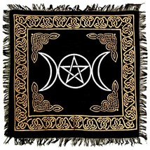 Triple Moon Goddess Pentacle Gold and Silver 18&quot; x 18&quot; Altar Cloth! - $11.05 CAD