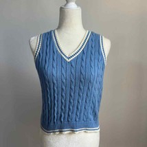 Brandy Melville John Galt Sweater Vest Cable Knit Blue - £12.85 GBP