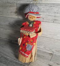 Kurt Adler Vintage Corn Husk Christmas Lady in Bonnet Selling Fabric Ornament - £4.96 GBP