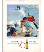 1950s Seagram&#39;s V.O. Canadian Whiskey PRINT AD Squaw Valley Ski Champion... - $175.45 MXN