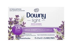 Downy Light Mega Dryer Sheets, White Lavender, Qty 80 - £10.15 GBP