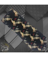 Renaissance Black Flying Ducks Printed Handmade Pointed Necktie Novelty Tie - $16.00