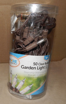 50 Clear Garden Light Set Brown Wire Cord Flashing or Steady 10&#39; 8&quot;Long ... - $11.49
