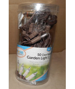 50 Clear Garden Light Set Brown Wire Cord Flashing or Steady 10&#39; 8&quot;Long ... - $11.49