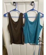 Additions By Chico&#39;s Women&#39;s Tank Tops Sleeveless Teal Brown Set/2 Size ... - £11.39 GBP