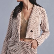 ANTHROPOLOGIE Maeve Brown/White Geo Print Crop Knit Blazer Size Small - $53.22
