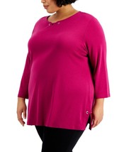 MSRP $40 Karen Scott Womens Plus Size 3/4-Sleeve Grommet Tunic Top Size 0X - £6.69 GBP