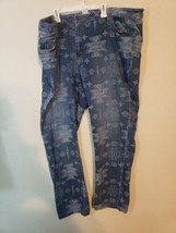 Women&#39;s Jeans Plus Size 22W Monroe &amp; Main Blue Aztec Southwestern Pattern Unique - £18.22 GBP
