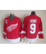 Red Wings #9 Gordie Howe Jersey Old Style Uniform Red - £38.83 GBP