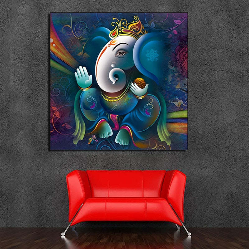 Ganesha Painting HQ Canvas Print Living Room Home Decoration FRAME AVAILABLE Item image 2
