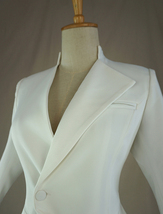 White Suit Jacket Women Custom Plus Size Asymmetrical Collar Jacket image 5