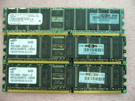 QTY 3x 1GB DDR 266 PC-2100R ECC Registered Server memory HP PN A6969AX - £31.46 GBP