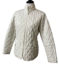 Land&#39;s End Quilted Lightweight Cream Jacket Women&#39;s Size S 6-8 Pockets C... - $19.88