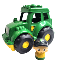 Fisher Price Mega Bloks John Deere Lil Tractor 9&quot; First Builders with Driver - £8.31 GBP