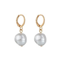 Ple gold color metal simulated pearl drop earrings fashion statement earrings for women thumb200
