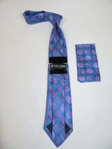 Men's Stacy Adams Necktie and Hankie Set Fancy Design Silky Look SAT13 Purple image 2