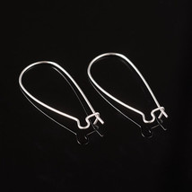 4 Kidney Earring Wires Silver Ear Wires Dangle Earwires Long - $66.57 MXN