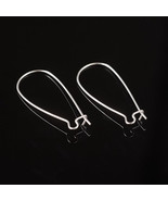 4 Kidney Earring Wires Silver Ear Wires Dangle Earwires Long - $3.46