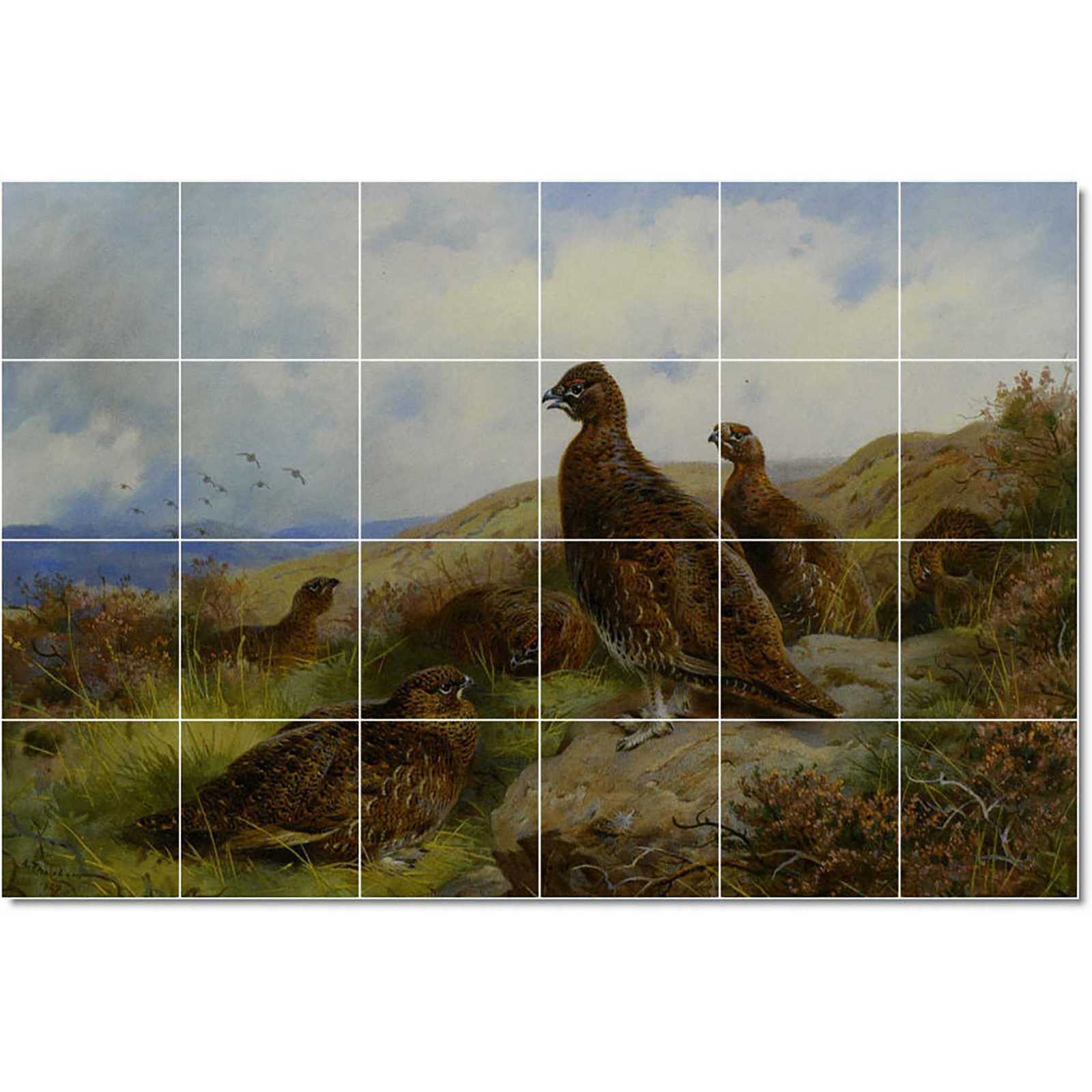 Thorburn archibald red grouse packing 1927 watercolor and gouache