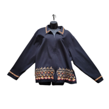 Bechamel Womens Black Zipper Jacket Shacket Embroidered Fall Floral Prin... - £11.86 GBP