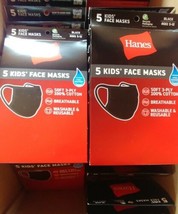 5 Packs Hanes Kids’ Face Masks 5 CT. Black/ Cotton/ Washable/Reusable - $27.78