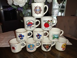 10pc VTG Boy Scout Coffee Mug Set BSA Sunny Land Council 70&#39;s-80&#39;s Central FL - £46.92 GBP